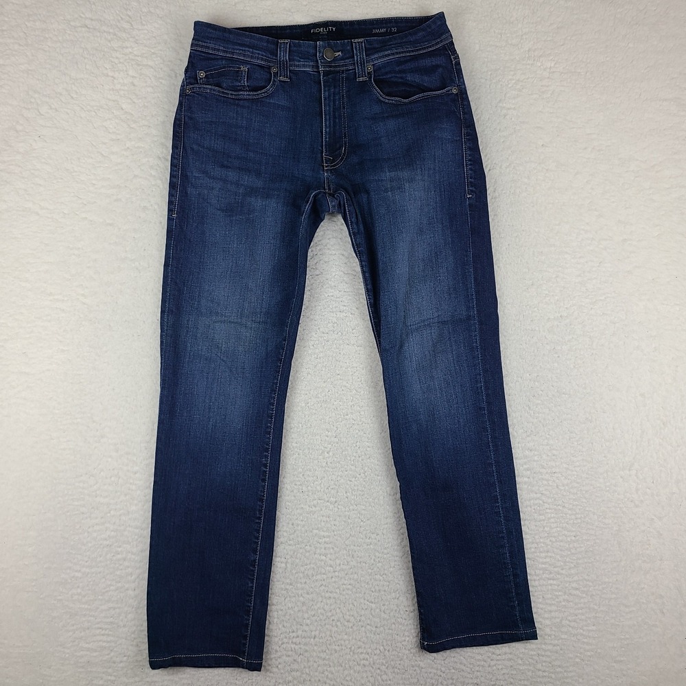 Fidelity Jeans Mens 32x29‎ Blue Straight Leg Dark Wash Denim HEMMED